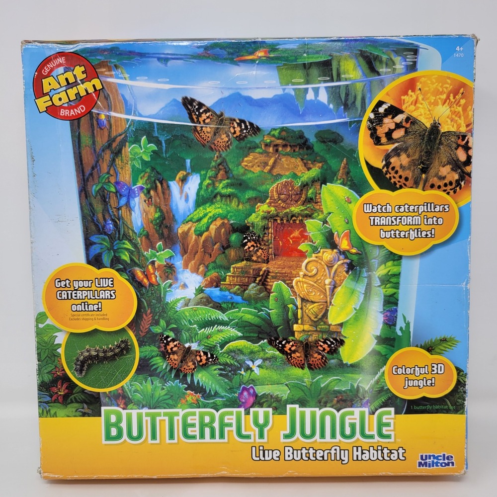 Uncle Milton Butterfly Jungle‎ Live Butterfly Habitat Ant Farm Brand 1470 NEW